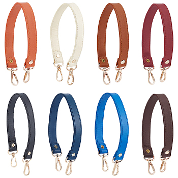 8Pcs 8 Colors PU Leather Bag Strap, with Alloy Swivel Clasps, Flat, Bag Replacement Accessories, Mixed Color, 37x1.85x0.3cm, 1pc/color