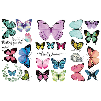 3 Sheets 3 Styles PVC Waterproof Decorative Stickers, Self Adhesive Decals for Furniture Decoration, Butterfly Farm, 300x150mm, 1 sheet/style