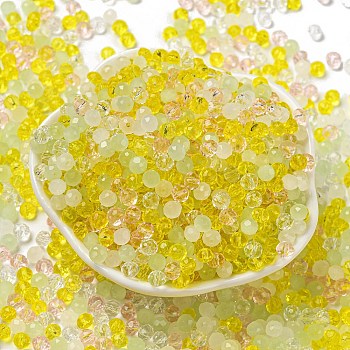 Glass Beads, Faceted, Rondelle, Champagne Yellow, 4x3mm, Hole: 0.4mm, about 6800pcs/500g