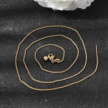 1.3MM Unisex 304 Stainless Steel Box Chain Necklaces, Adjustable Slider Necklaces, Golden, 20.08 inch(51cm)
