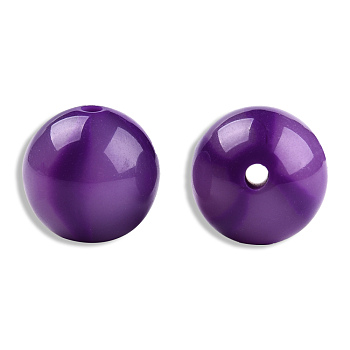Opaque Resin Beads, Round, Purple, 16mm, Hole: 3mm