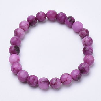 Dyed & Natural Gemstone Beaded Stretch Bracelets, Round, 1-3/4 inch~2-1/8 inch(48~54mm)