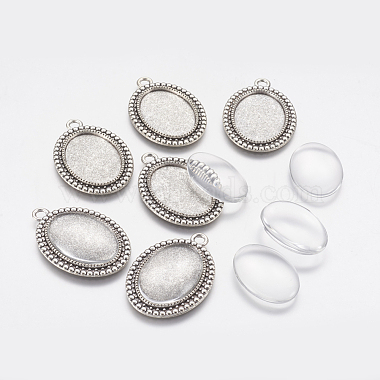 Clear Oval Alloy+Glass Pendant Making