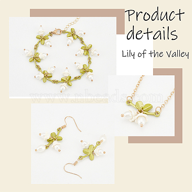 Plastic Pearl Beaded Flower of Life Dangle Earrings & Link Chain Bracelet & Pendant Necklace(SJEW-AN0001-19)-3