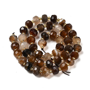 Natural Coffee Stripe Agate/Banded Agate Beads Strands(G-P508-A02-01)-3