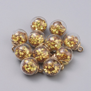 Light Gold Gold Round Glass Pendants