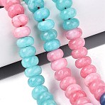 Natural White Jade Beads Strands, Smooth Rondelle, Dyed, Mixed Color, 10~10.5x5.5~6mm, Hole: 0.7~1.2mm, about 61~69pcs/strand, 14.37~15.55 inch(36.5~39.5cm)(G-Q613-01F-41)