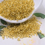 MIYUKI Delica Beads, Cylinder, Japanese Seed Beads, 11/0, (DB0033) 24kt Gold Lined Crystal, 1.3x1.6mm, Hole: 0.8mm, about 2000pcs/10g(X-SEED-J020-DB0033)