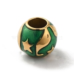 Ion Plating(IP) 304 Stainless Steel Enamel European Beads, Large Hole Beads, Rondelle with Dolphin & Starfish Pattern, Golden, 10.5x9.5mm, Hole: 5mm(STAS-G308-05G)