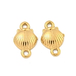 Ion Plating(IP) 304 Stainless Steel Links Connector Charms, Shell Shape, Real 18K Gold Plated, 11.5x7.5x2mm, Hole: 1mm(STAS-I307-509A-G)