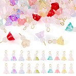 50Pcs Spray Painted Transparent Glass Pendants, Rainy Doll, with 304 Stainless Steel Loop, Real 18K Gold Plated, Mixed Color, 18x11.5x11.5mm, Hole: 3mm(PALLOY-TA00306)