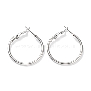Ring 304 Stainless Steel Hoop Earrings for Women Men, Stainless Steel Color, 12 Gauge, 35x2mm, Pin: 0.6mm(EJEW-B049-02C-P)