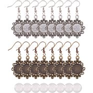 DIY Earring Making Sets, with Alloy Pendant Cabochon Settings, Brass Earring Hooks and Transparent Glass Cabochons, Mixed Color, 8.2x8.2x2.7cm(DIY-PH0024-41)