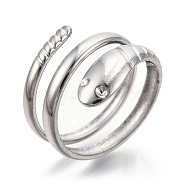 304 Stainless Steel Snake Twist Rings, Adjustable Rings, Wrap Rings for Women Girls, Stainless Steel Color, US Size 6(16.9mm)(RJEW-N038-114P)