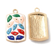 Alloy Enamel Pendants, Cadmium Free & Nickel Free & Lead Free, Rectangle with Eye Pattern, Colorful, 43x23x5mm, Hole: 4mm(PALLOY-E027-VF766-2)