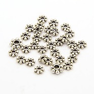 Tibetan Style Alloy Daisy Spacer Beads, Cadmium Free & Nickel Free & Lead Free, Flower, Antique Silver, 4x1.5mm, Hole: 1mm(X-LF1022Y)