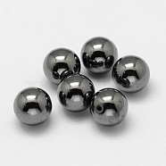 Non-magnetic Synthetic Hematite Beads, Half Drilled, Round, 5mm, Hole: 1mm(X-G-P162-02-5mm)