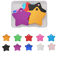 Aluminium Pendants, Pet Tag, Stamping Blank Tag, Star, Mixed Color, 35x36x1mm, Hole: 4mm, 10 colors, 1pc/color, 10pcs/box(ALUM-CJ0001-13)
