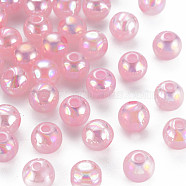 Imitation Jelly Acrylic Beads, AB Color Plated, Round, Pink, 8mm, Hole: 1.8mm, about 1745pcs/500g(MACR-S373-66-E02)