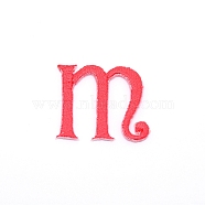 Computerized Embroidery Cloth Iron on/Sew on Patches, Costume Accessories, Appliques, Letter, Red, Letter.M, 26x30x1.4mm(DIY-TAC0007-90M)