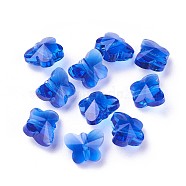 Transparent Glass Beads, Faceted, Butterfly, Blue, 6.5x8x5.5mm, Hole: 1mm(GLAA-P037-02B-29)