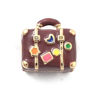 Rack Plating Brass Enamel Beads, Cadmium Free & Lead Free, Long-Lasting Beads, Trunk, Real 18K Gold Plated, 12.5x12.5x9mm, Hole: 4.5mm(KK-Q017-19G)