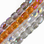 Electroplate Transparent Glass Beads Strands, Faceted, Column, Mixed Color, 8x8mm, Hole: 1.2mm, about 79~80pcs/strand, 25.59 inch~27.17 inch(65~69cm)(EGLA-N002-32)