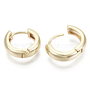 Brass Huggie Hoop Earrings, Nickel Free, Ring, Real 18K Gold Plated, 18x5mm, Pin: 1.5x1mm(KK-S348-512-NF)