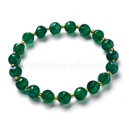 Faceted Natural Chrysoprase Stretch Beaded Bracelets, with Glass Beads, Six Sided Celestial Dice, Inner Diameter: 2~2-3/8 inch(5.1~6cm)(BJEW-H543-A03)