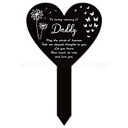 Acrylic Garden Stake, Ground Insert Decor, for Yard, Lawn, Garden Decoration, Heart with Memorial Words, Dandelion, 258x158mm(AJEW-WH0365-004)