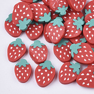 Handmade Polymer Clay Cabochons, Strawberry, Red, 11~12x8~9x1.5~2mm, about 4760pcs/1000g(CLAY-S091-009)