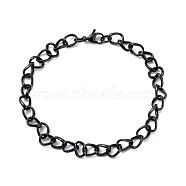 Vacuum Plating Fashionable 304 Stainless Steel Side Twisted Chain Bracelets, with Lobster Claw Clasps , Electrophoresis Black, 7/8 inch(22cm)(STAS-A028-B073EB)