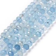 Natural Aquamarine Beads Strands, Faceted, Rondelle, 6x4mm, Hole: 0.8mm, about 86pcs/strand, 15.55 inch(39.5cm)(G-H278-05)