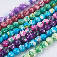 Synthetic Ocean White Jade Beads Strands, Dyed, Round, Mixed Color, 8mm, Hole: 1mm, about 52pcs/strand, 15.35 inch(G-L019-8mm-M)