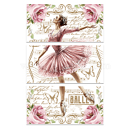 3Pcs PVC Waterproof Decorative Stickers, Self Adhesive Decals for Furniture Decoration, Ballet, 15x30cm(DIY-WH0657-019)