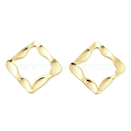 Brass Linking Rings, Irregular Wavy Rhombus Connectors, Real 18K Gold Plated, 13x13x1mm(KK-L208-43G)