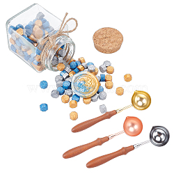 CRASPIRE DIY Scrapbook Making Kits, Including Brass Wax Sticks Melting Spoon, Sealing Wax Particles, Glass Bottle, Mixed Color, 0.9cm(DIY-CP0005-25)