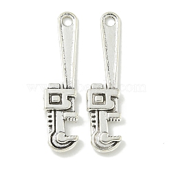 Tibetan Style Alloy Pendants, Lead Free & Cadmium Free, Wrench, Antique Silver, 32x7.5x2.5mm, Hole: 2mm(TIBE-I026-5989AS)