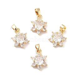 Rack Plating Brass Micro Pave Clear Cubic Zirconia Pendants, Long-Lasting Plated, Lead Free & Cadmium Free, Star, Golden, 15x10.5x5mm, Hole: 2.5x4.5mm(ZIRC-F128-01G)