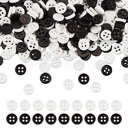 500Pcs 2 Colors Nylon Buttons, 4-Hole, for Doll Clothing Accessories, Flat Round, Mixed Color, 6x1.5mm, Hole: 0.9mm, 250pcs/color(BUTT-FG0001-21)