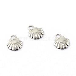 304 Stainless Steel Charms, Shell, Stainless Steel Color, 7.5x5.5x1mm, Hole: 1.5mm(STAS-Q194-23)