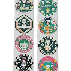 Cartoon Patterns Paper Gift Sticker Rolls, Round for DIY Scrapbooking, Human, 25mm, 500pcs/roll.(DIY-R083-03C)