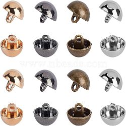 Alloy Shank Buttons, 1-Hole, Dome/Half Round, Mixed Color, 12.5x10mm, Hole: 1.5mm, 80pcs/box(BUTT-UN0001-02)