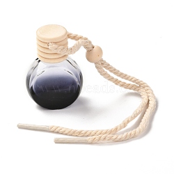 Flat Round Refillable Empty Perfume Bottles Pendant, with Plastic Stopper, Beech Wood Dust Plug, Polyester Cord, Aromatherapy Bottle Car Hanging Decor, Midnight Blue, 24cm, Capacity: 6ml(0.20fl. oz)(HJEW-D001-04)