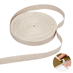 10M Linen Jute Ribbons for Craft Making, Flat, Bisque, 3/8 inch(10mm), about 10.94 Yards(10m)/Bag(OCOR-BC0005-25)