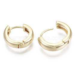 Brass Huggie Hoop Earrings, Nickel Free, Ring, Real 18K Gold Plated, 18x5mm, Pin: 1.5x1mm(KK-S348-512-NF)