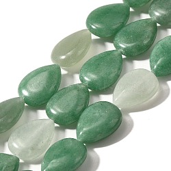 Natural Green Aventurine Beads Strands, Teardrop, 16x12x5~6mm, Hole: 1mm, about 25pcs/strand, 15.16''~15.75''(38.5~40cm)(G-P561-B16-01)