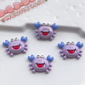 Summer Beach Opaque Resin Cabochons, Flatback Cartoon Cabochons, for DIY Crafts Scrapbooking Phone Case Decor, Crab, 19x27mm