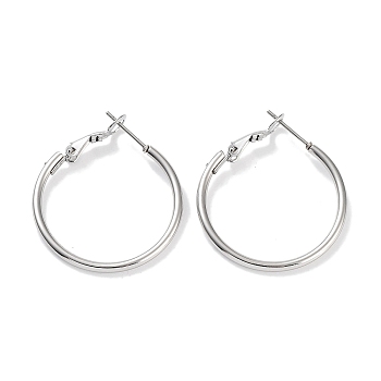 Ring 304 Stainless Steel Hoop Earrings for Women Men, Stainless Steel Color, 12 Gauge, 35x2mm, Pin: 0.6mm