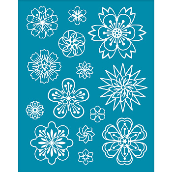 Silk Screen Printing Stencil, for Painting on Wood, DIY Decoration T-Shirt Fabric, Flower, 100x127mm